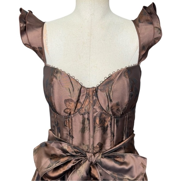 NWT V. Chapman The Vera Dress in Cocoa Baroque Floral Brown - Picture 6 of 17